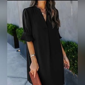 Ruffle hem shirt dress